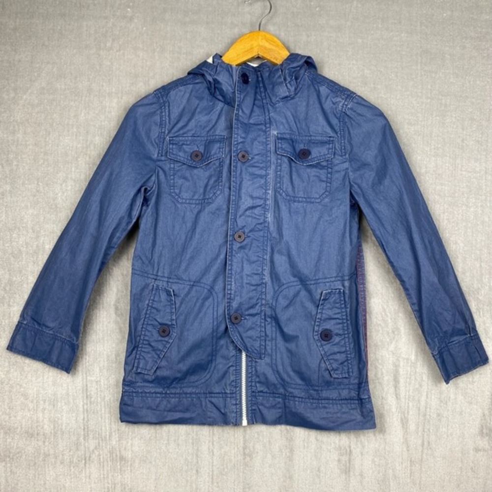 Joe Fresh Jacket Boys 8 Blue 100% Cotton Hooded Utility Windbreaker Gorpcore‎